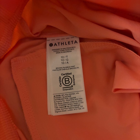 NWT Athleta Women's Vibrant Coral Mid-rise Ankle Pants Sz 10 - Picture 7 of 9